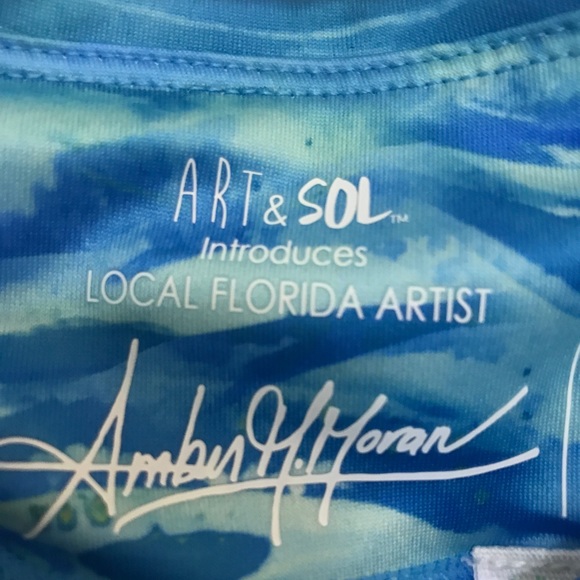 New with tags Art and Sol aerobic pants in ocean blue waves/water pattern. - Picture 4 of 8